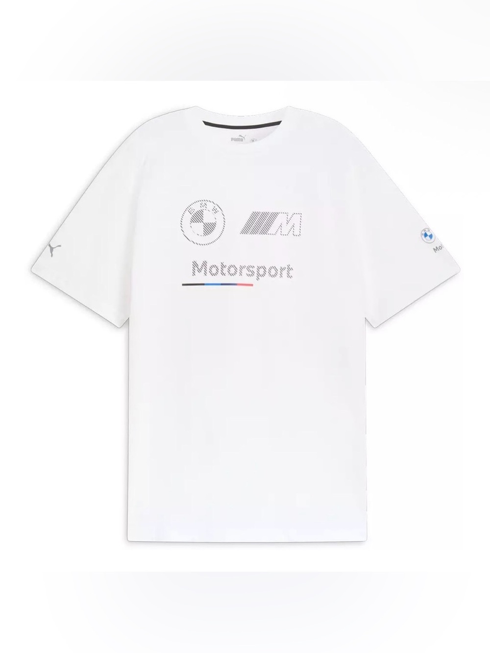 Puma BMW Motorsport Stacked Lux Logo Men’s T-shirt White Crew Size Small NWT